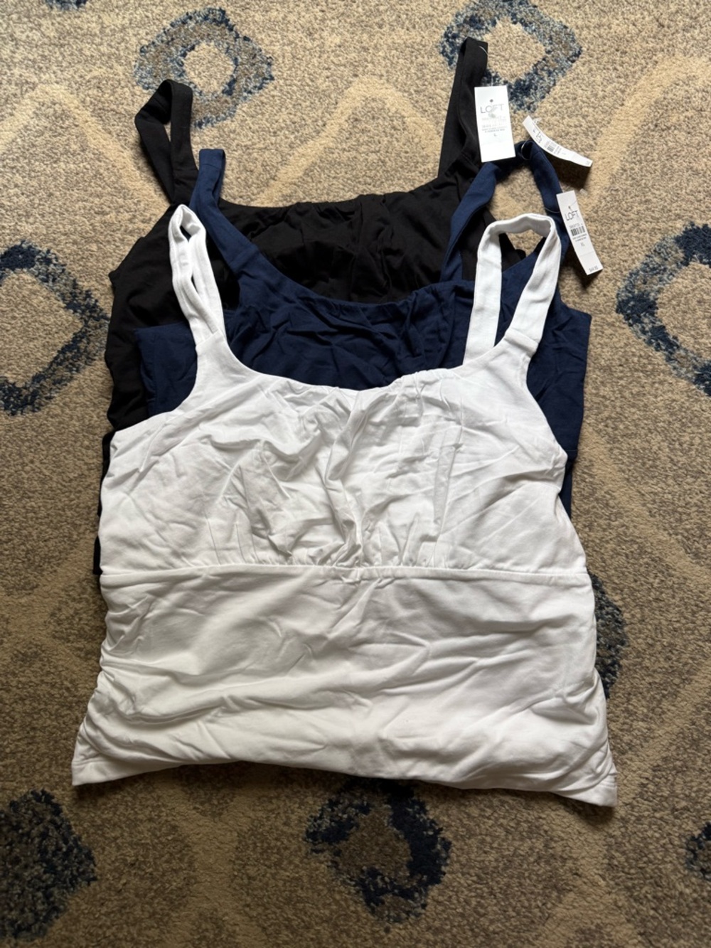 LOFT Scoop Neck Tank Tops in Black, Navy & White - 3-Pack